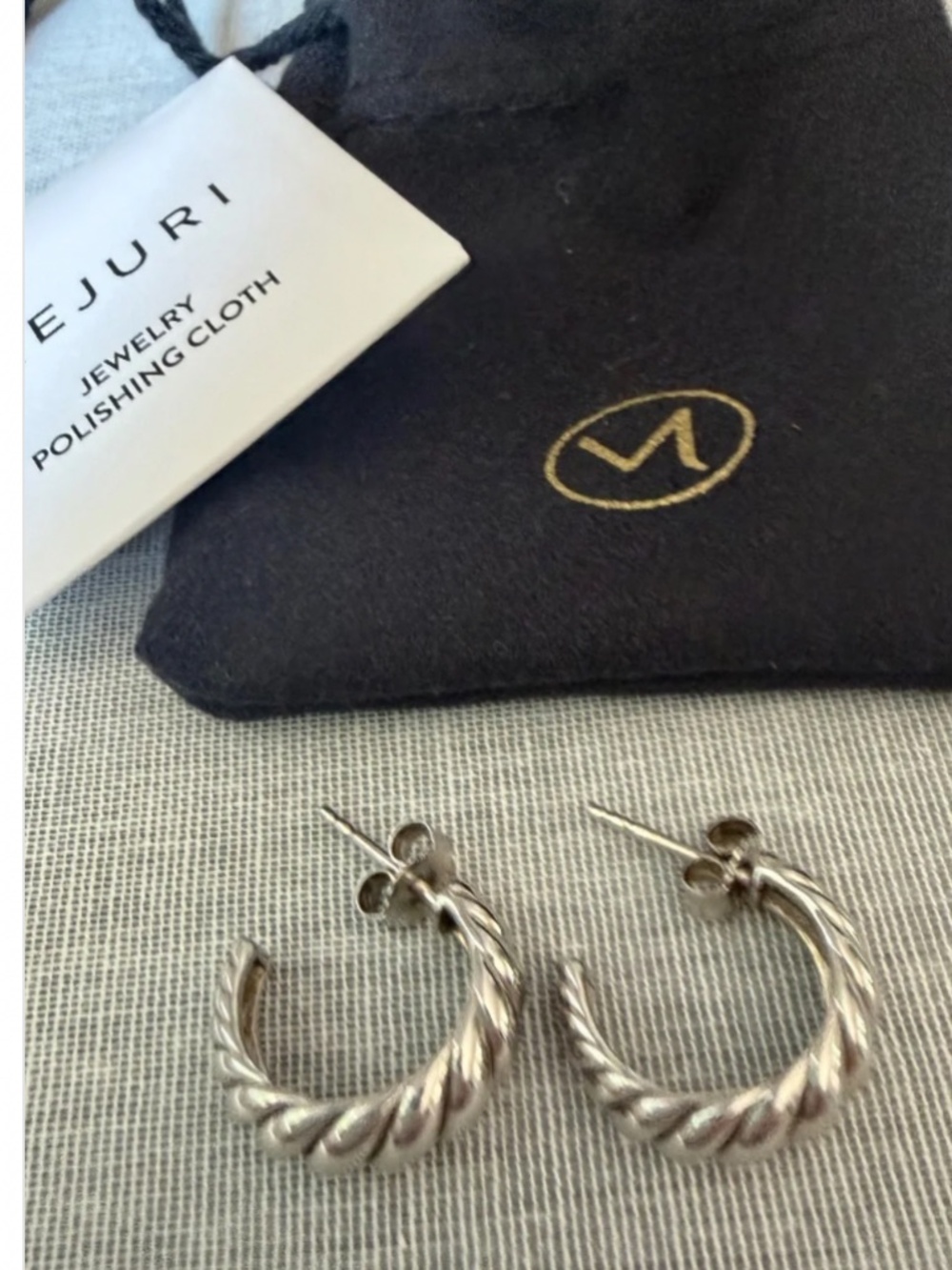 Mejuri Croissant Dome Hoop Earrings | Silver | Beautiful Condition